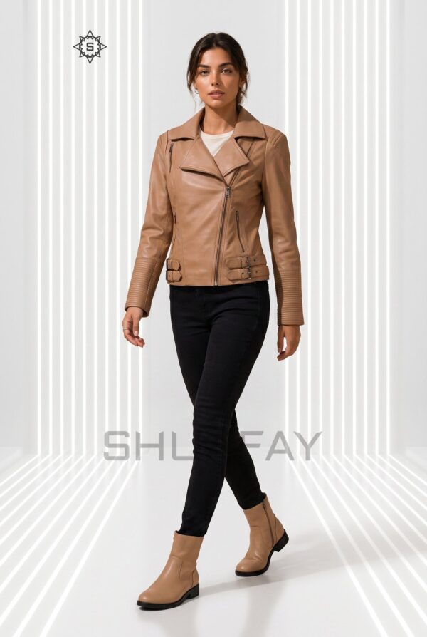 Brando Grace Leather Jacket Women Tan Front