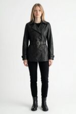 Dominique Leather Coat Women Front