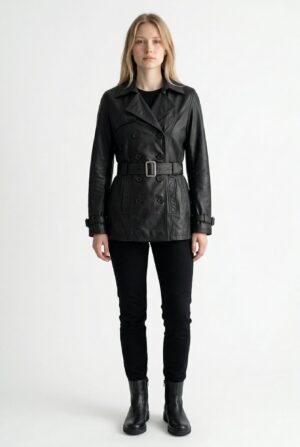 Dominique Leather Coat Women Front