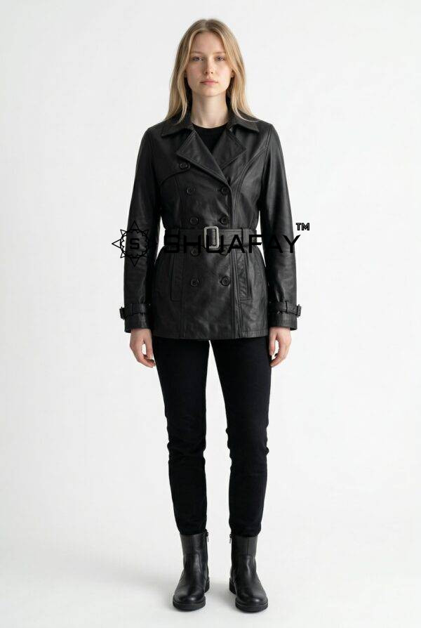 Dominique Leather Coat Women Front