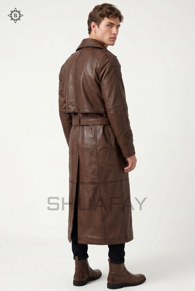 Gothic Luxe Leather Trench Coat – Men - Image 2