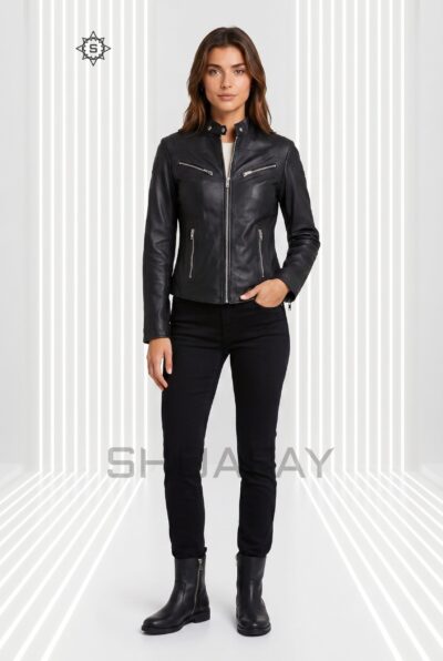 Sheepskin Elegance Leather Jacket Women Black Front