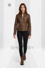 Sheepskin Elegance Leather Jacket Women Brown Front