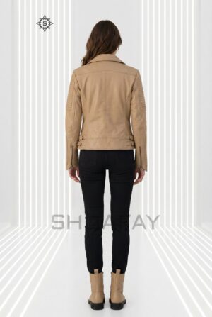 Strato Shear Leather Jacket Women Tan Back