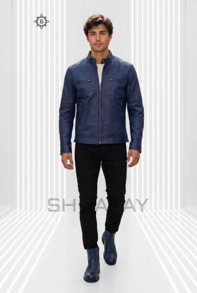 Swift Guard Biker Jacket Men Navy Front