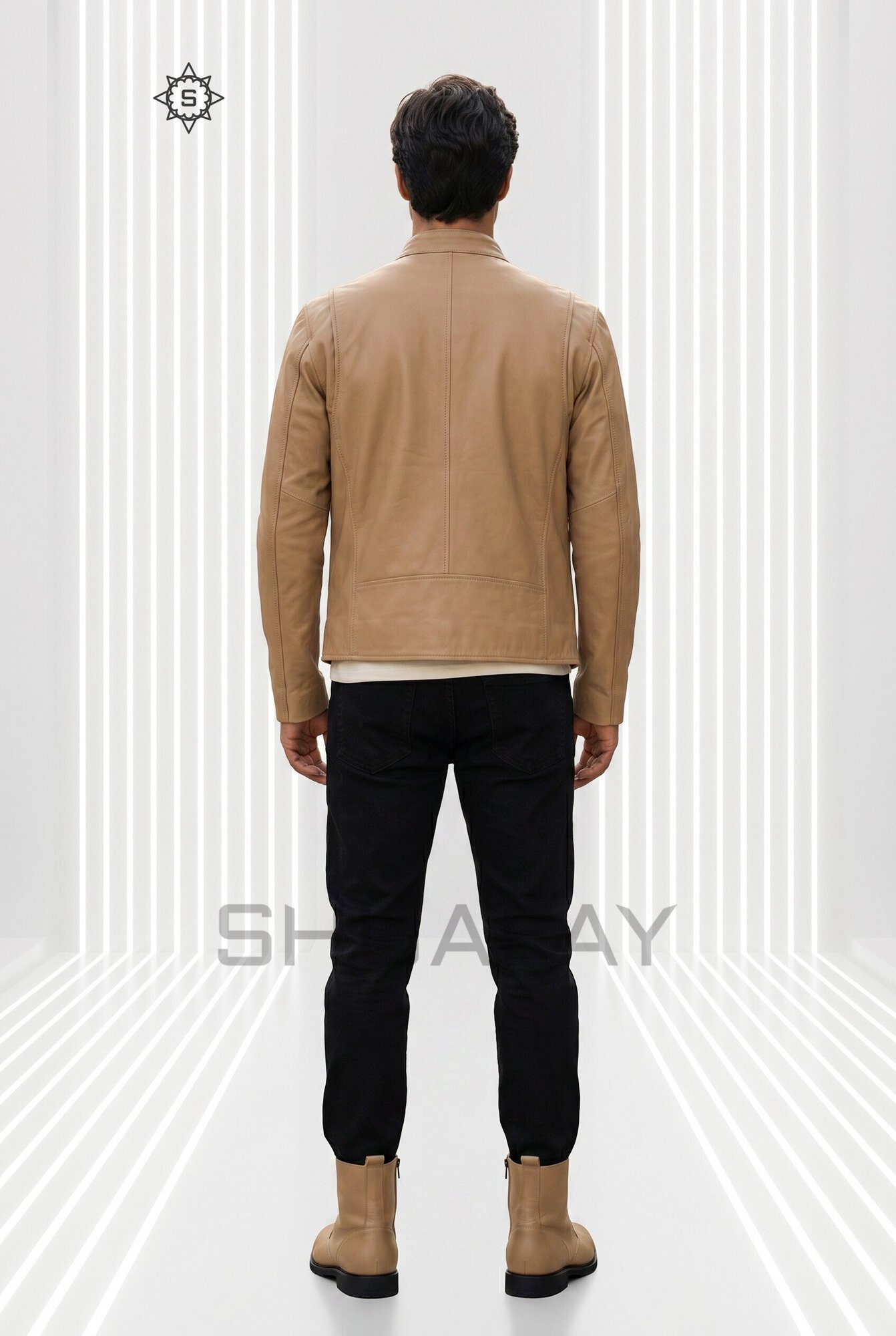 Swift Guard Biker Jacket Men Tan Back