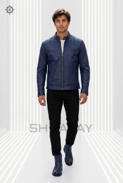 Swift Guard Biker Jacket Men Navy Front