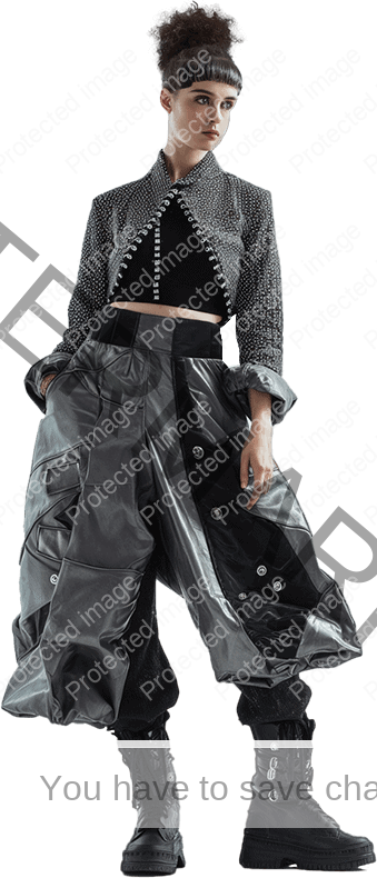 SHUAFAY Abstract Patterned Cropped Bomber Jacket, premium leather black biker jacket with stylish design and intricate pattern.